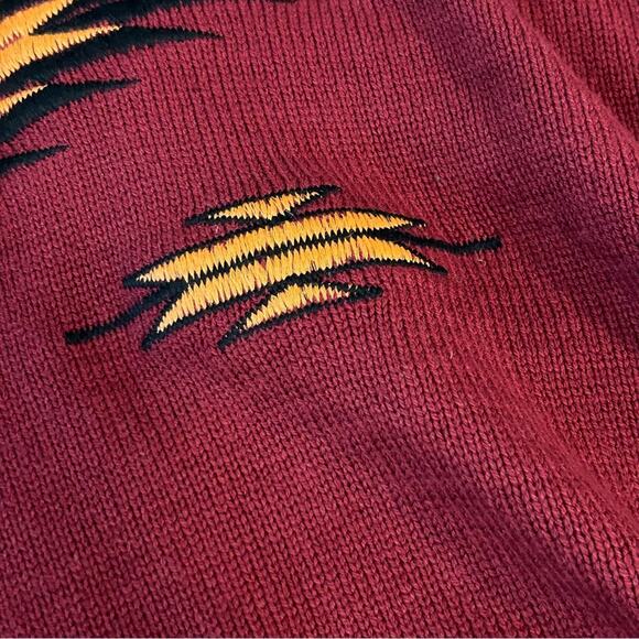 Tasi Malibu Maroon Aztec Embroidered Fringe Poncho NWT Boho Western - Picture 8 of 12